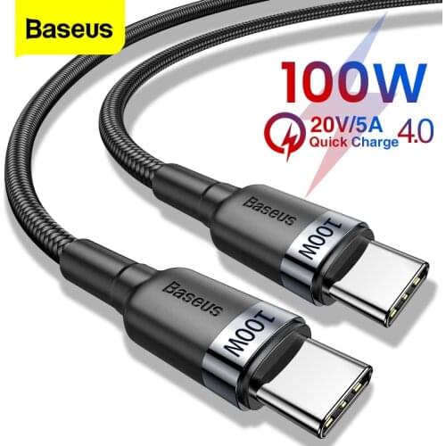 Baseus PD 100W USB C To Type C Cable Quick Charger 4.0 Type C Cable For Xiaomi Mackbook Pro Samsung S20 Ultra Data Cable Cord