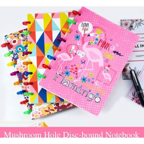A5 B6 Mushroom Hole Disc-bound Notebook Disc Rings Binder Planner Refillable Notebooks School Office Stationery 80 Sheets