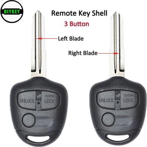 DIYKEY Remote Key Shell Case Cover 3 Buttons for Mitsubishi Pajero Lancer Triton Evo with Uncut Left / Right Blade