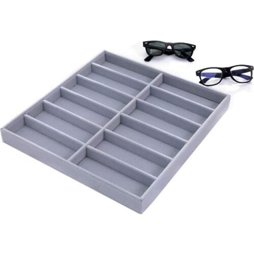 12 Grids Velvet Glasses Case For Sunglasses Home Store Glasses Storage Box With Compartments Eyeglasses Organizer Tray Container