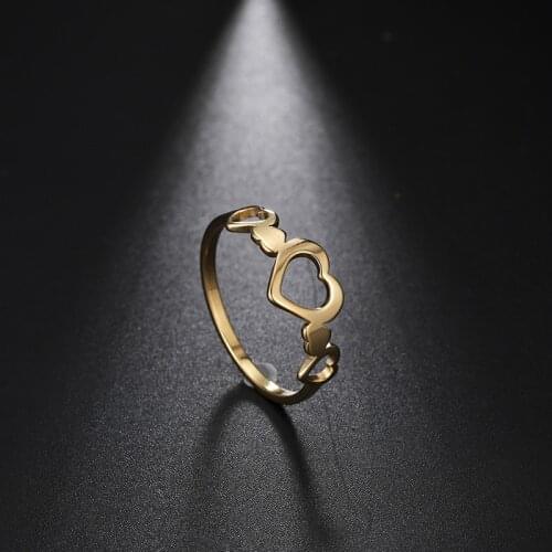 COOLTIME Heart Hollow Ring Silver Color Stainless Steel Engagement Wedding Gift for Men Women Girl Lover Finger Rings Jewelry