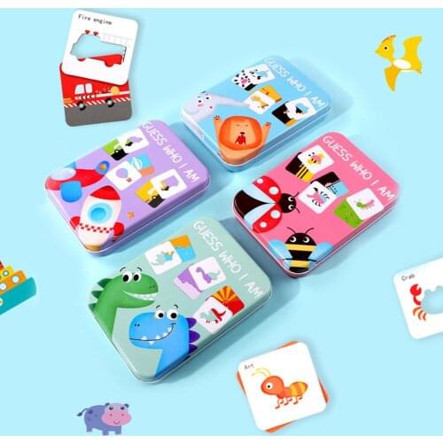 Wooden Animal Fruit Vegetable Cards Memory Matching Jigsaw Puzzles Children Kids Toy gift