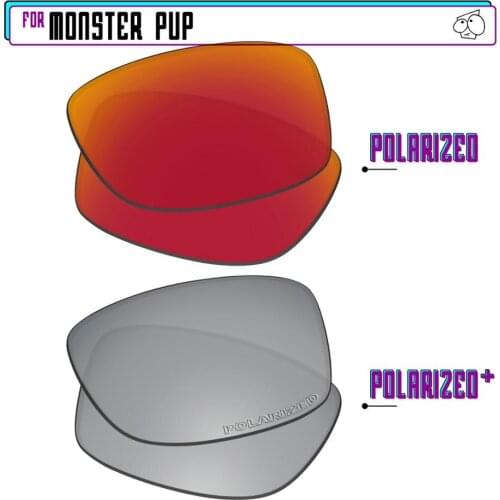 EZReplace Polarized Replacement Lenses for - Oakley Monster Pup Sunglasses - Silver P Plus-Red P