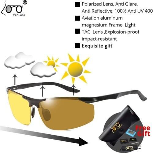 Aluminum Magnesium Frame Photochromic Polarized Sunglasses Chameleon Lens Mens Sun Glasses for Driving Fishing Fashion Night