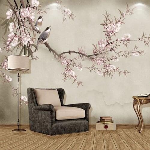 Chinese Style Flowers Birds Mural Wallpaper 3D Art Pink Floral Photo Wall Paper Living Room TV Sofa Study Home Decor Wall Papers
