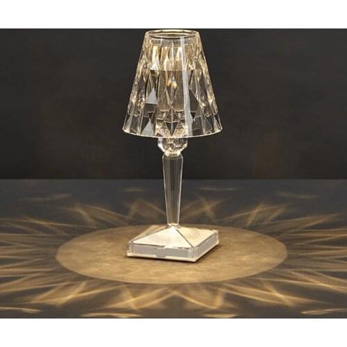 Crystal Table Lights Acrylic Transparent Prism Desk Lamps Room Bedside Beautiful Decor Home Ornaments Accessories For Bedroom