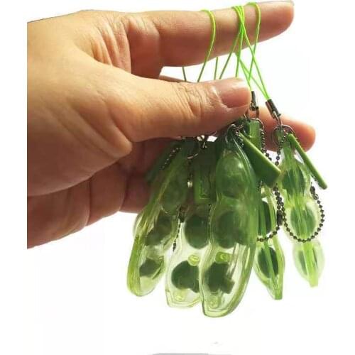 Funny Expressions Squeeze Bean Fidget Toy Gift For Children Adults Release Stress Anxiety Soybean Stress Relieving Chain Toys