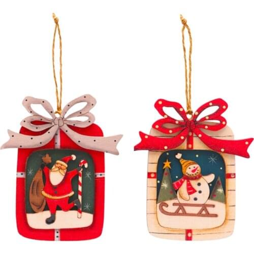 Christmas Decoration Pendant Hange Santa Claus Snowman Xmas Trees Wooden Holiday Gift 1 PC DIY For Home Party Decorations