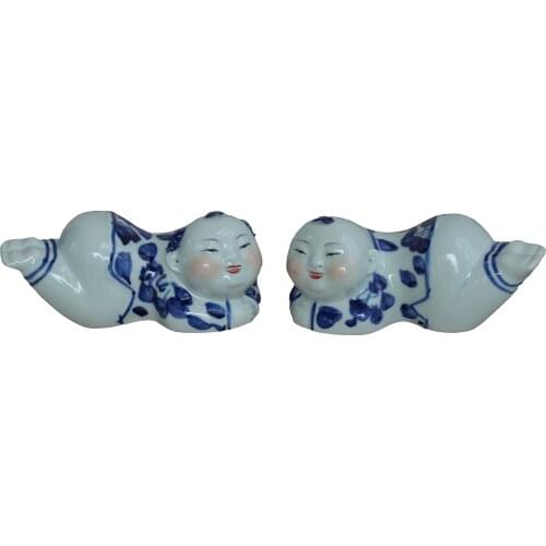 Hand painted ceramic figurines, Blue and white