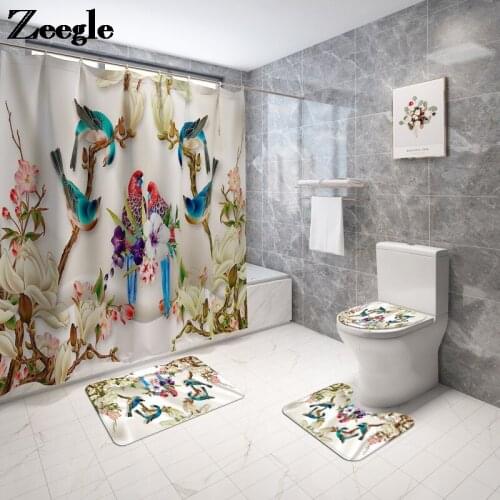 Modern Style Bath Mat and Shower Curtain Toilet Mat Carpet Microfiber Bathroom Decoration Home Textile Anti Slip Mat Bath Rug