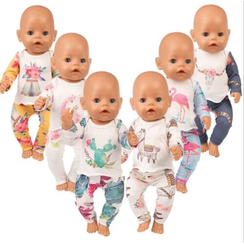 Leisure Doll Clothes Fit 17 inch 43cm Doll Clothes for Born Baby Doll Clothes Suit For Baby Birthday Festival Gift