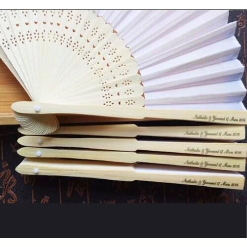 2019 hot sell 100pcs Personalized Luxurious Silk Fold hand Fan in Elegant Laser-Cut Gift Box+Party Favors/wedding Gifts+printing