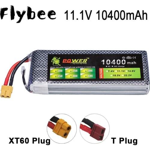 Ultra-high Capacity Lion Power 3S 11.1V 10400mAh Lipo Battery 30C lithium battery T/XT60/JST Plug For Boat Car Quodcopter Parts