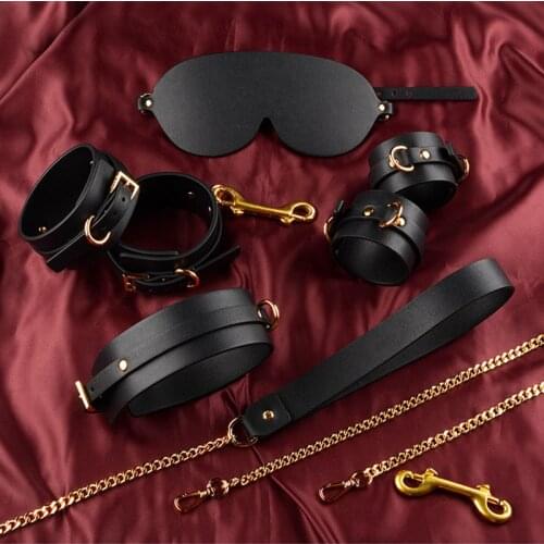 Bdsm Set Sex Toys for Woman Gay Role Play Bondage Kit Erotic Cosplay Leather Handcuffs Ankle Cuff Collar Eyepatch Adult Products