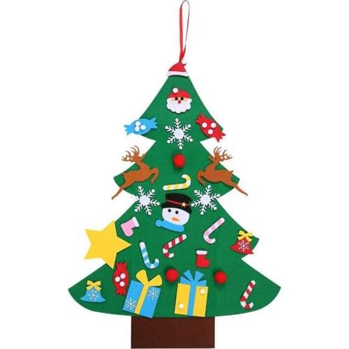 DIY Felt Christmas Tree Set Wall Christmas Tree With Hanging Rope + 26 Ornaments For Toddlers Kids Xmas Gifts