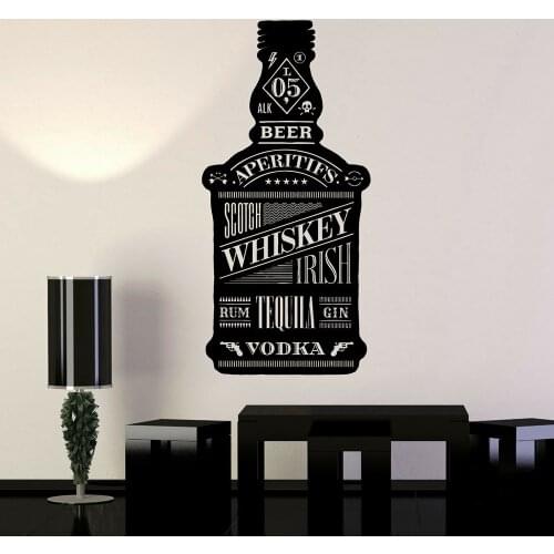 Alcohol Bottle Wall Decal Bar Night Club Whisky Beer Wall Stickers Vinyl Wall Decor for Bar Kitchen Decoration Accessories X380