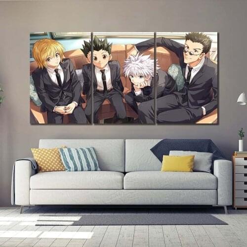 Prints Picture Wall Art Modular Poster 3 Panel Hunter X Hunter Home Decoration Abstract Painting On Canvas For Living Room Frame
