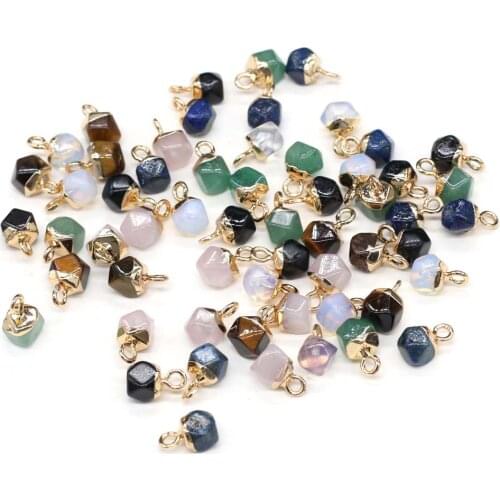 New Fashion Faceted Small Pendant Natural Stone Lapis Lazuli Crystal Charms Pendants for Jewelry Making DIY Necklace Accessories