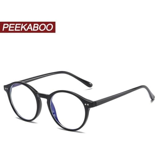 Peekaboo computer anti blue light glasses round transparent tr90 frame retro men eye glasses prescription women ultralight cheap