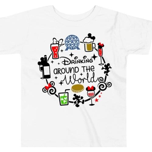 Drinking Around The World T Shirt Epcot Beer and Wine Shirt Kid Clothes Childs Fashion Cotton Summer Tshirts Girls Boys Clothes