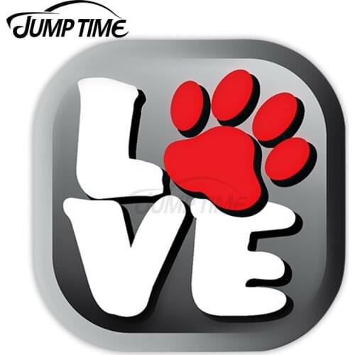 Jump Time 13cm x 13cm Car Sticker Love Dog Decor Personality Surfboard Window Windshield Waterproof Vinyl Car Decoration