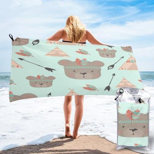 Ultralight Compact Quick Drying Towel Funny Bear Microfiber Camping Hiking Hand Face Towel Outdoor Travel Kits