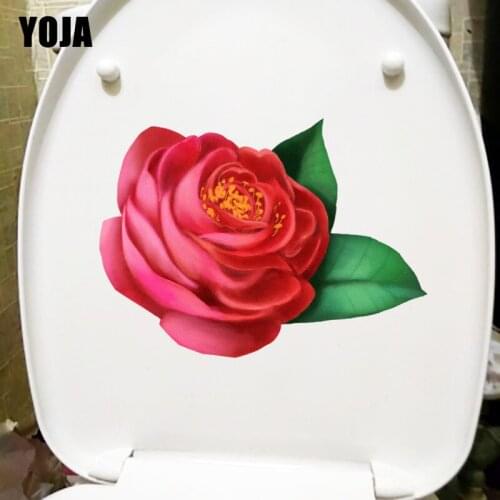 YOJA 22X16.2CM Beautiful Red Flowers Fashion Toilet Decor Sticker Home Bedroom Wall Decal T1-1217