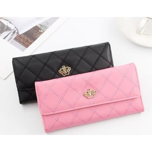 Women Wallet Long Pu Leather Fashion Crown Phone Bag with Wallet Card Bag Designer Wallet
