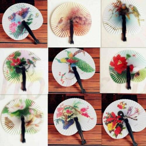 1 PCS Chinese Paper Folding Hand Fan Oriental Floral Fancy Party Wedding Favors Random style