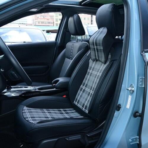 1pcs Universal Car Seat Cover with Neck Pillow Dirty Protection Mat for Seat PU Leather Lattice Pattern