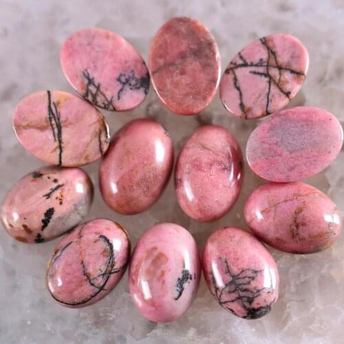 10Pcs 16x12MM Oval Cabochon CAB Beads Natural Stone Gem Pink Rhodonite No Drilled Hole Bead For DIY Jewelry Making Ring K1555