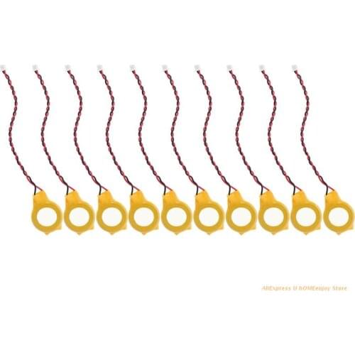 10pcs CR2032 2032 Battery Wire 2 pin -Laptop Motherboard BIOS CMOS Battery With Wire Disassemble Battery 230MAH Dropship