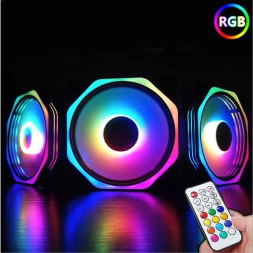 12cmRGB color double ring polygon computer light led host box fan 5V magic color water cooling fan