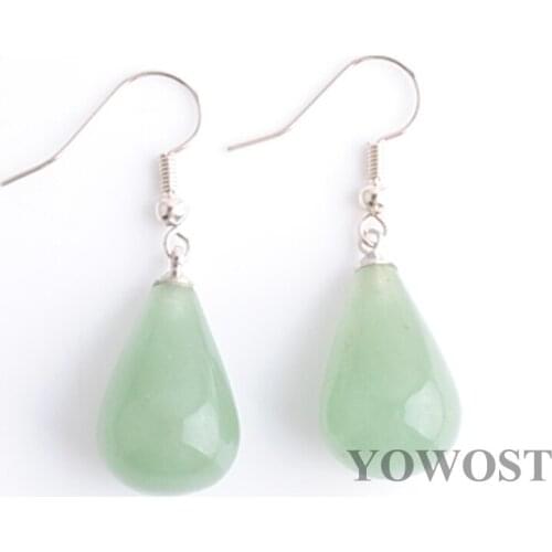 5 Pairs Women Drop Earrings Natural Aventurine Gem Stone Teardrop Bead Reiki Healing Earrings Bohemian Jewelry QR3162