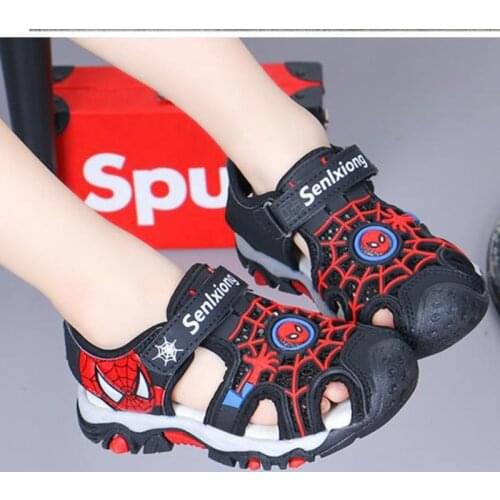 Angel childrens shoes sandals summer childrens new sandals baby beach shoes Baotou soft bottom Spiderman net red sports