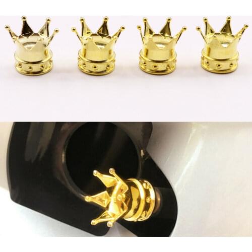 EIDRAN 4PCS Universal Chrome Crown Style Car Tyre Air Valve Stems Cover Caps Wheel Rims