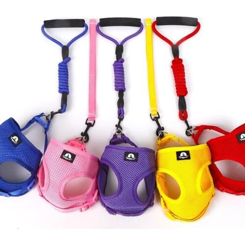 H-shaped Chest Back Pet Cat Traction Rope for Small Medium Dogs Solid Color Mesh Chest Back Garment Round Rope Ribbon Dog Rope