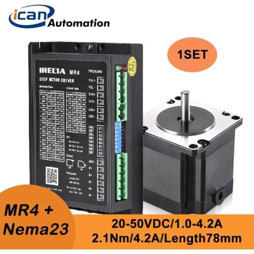 ICAN Micro Stepper Motor And Driver Nema23 57H2P7842A4 2.1Nm 4.2A MR4 1.0-4.2A 20-50VDC Electronic Kit For Cnc
