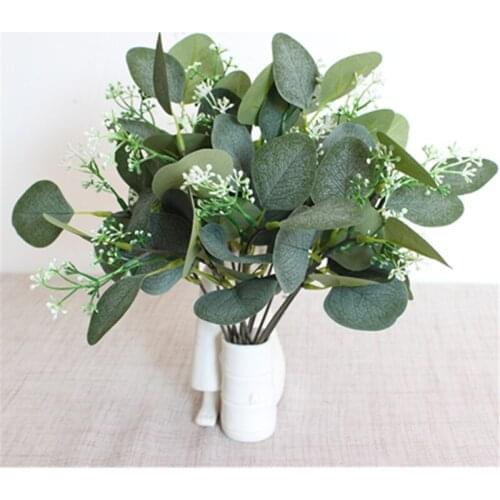 Artificial Single Branch with Fruit Eucalyptus Diy Decorative Flower Eucalyptus Leaf Short Branch with Fruit Money Leaf