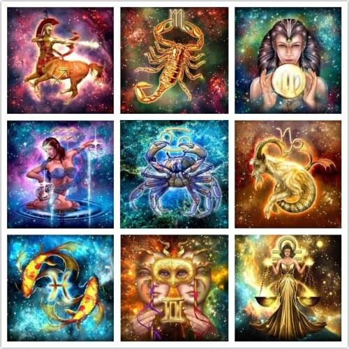 Kezinzu 5d Diamond Painting Cartoon Full Square Round Diamond 3D Embroidery Constellation Mosaic Rhinestones Coffee Scenery BJ