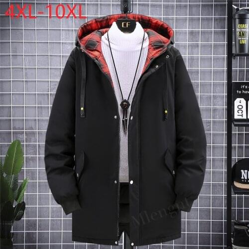 Mens Hip Hop Streetwear Hooded Fashion Solid Jacket Coat Harajuku Warm Thick Autumn Winter Outwear Men Clothing Large Size 10XL
