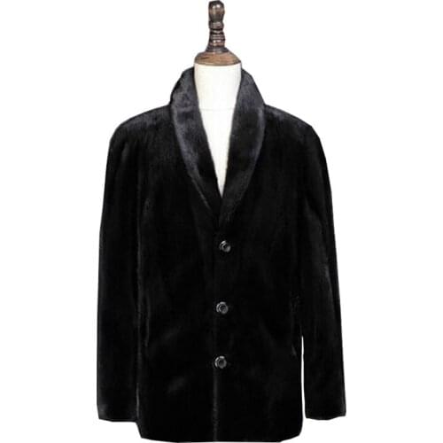 2018 New High Imitation Suede Coat Mens long Paragraph Suit Collar fur Suede Black jacket Artificial Fur Size S-XXXL 4XL 5XL