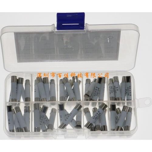 50Pcs 10 specifications ceramic fuse wire box 6x30mm 0.5A~30A mixed fuse set