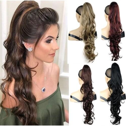 Wavy Ponytail Extension 28" Long Hair Piece Clip on Pony Tail Hair Extension Heat-Resisting Synthetic Hairpiece for Women