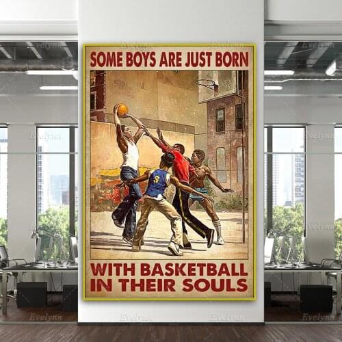 Some Boys Are Just Born With Basketball In Their Souls Poster Home Decor Canvas Wall Art Prints Unique Gifts