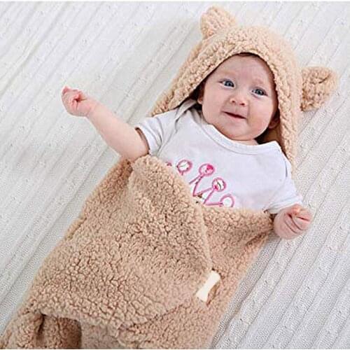 0-12 Months Autumn Baby Sleeping Bag Envelope Bedding Cute Bags Solid For Newborn Winter Swaddle Blanket Wrap Pink beige coffe