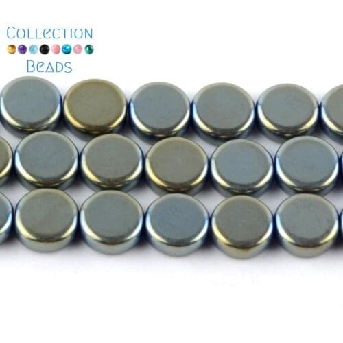 6/8/10mm Natural Stone Green Hematite Flat Round Spacer Loose Beads For Diy Jewelry Making Bracelet Accessories 15