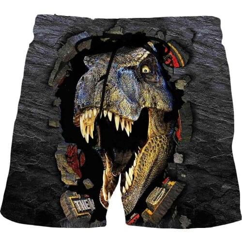 Tyrannosaurus Graphic Beach Shorts For Men 3D Pattern Dinosaur Boardshorts Men/Women Short Pants