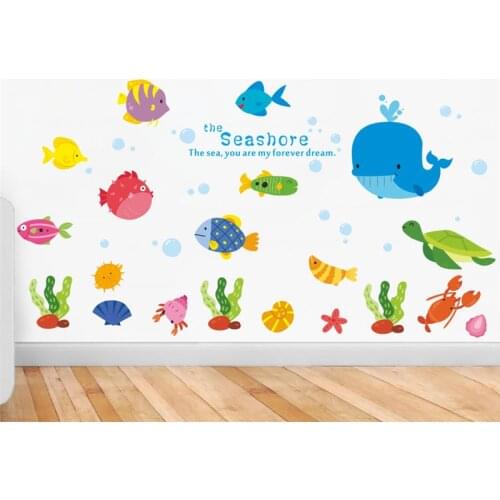 Underwater Fish Bubble 30*90cm Wall Stickers Bathroom Kids Rooms Home Decor Pvc Cartoon Animals Wall Decals Pvc Mural Art
