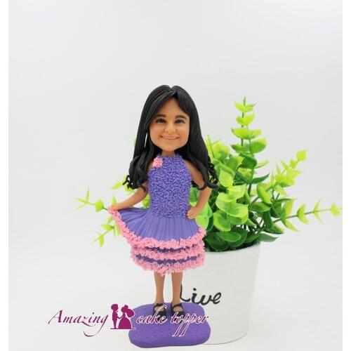 2019 AMAZING CAKE TOPPER Toys Cute little girl purple skirt And Groom Gifts Ideas Customized Figurine Valentines Day